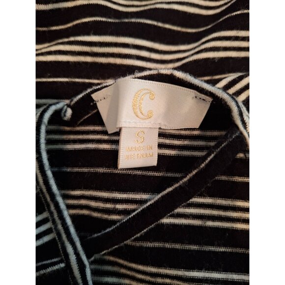 C Sleeveless Scoop Neck Dress Womens Size S Black White Stripes Casual Wear - Picture 5 of 9